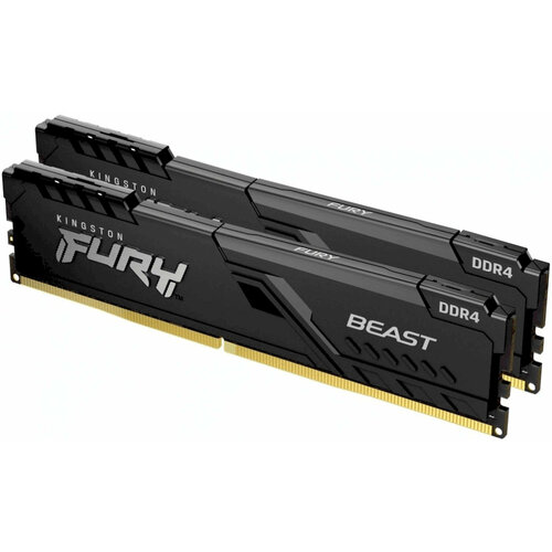 Память DDR4 2x32GB 2666MHz Kingston KF426C16BBK264 Fury Beast Black RTL Gaming PC4-21300 CL16 DIMM 288-pin 12В kit Intel dual rank с радиатором Ret 1932700₽