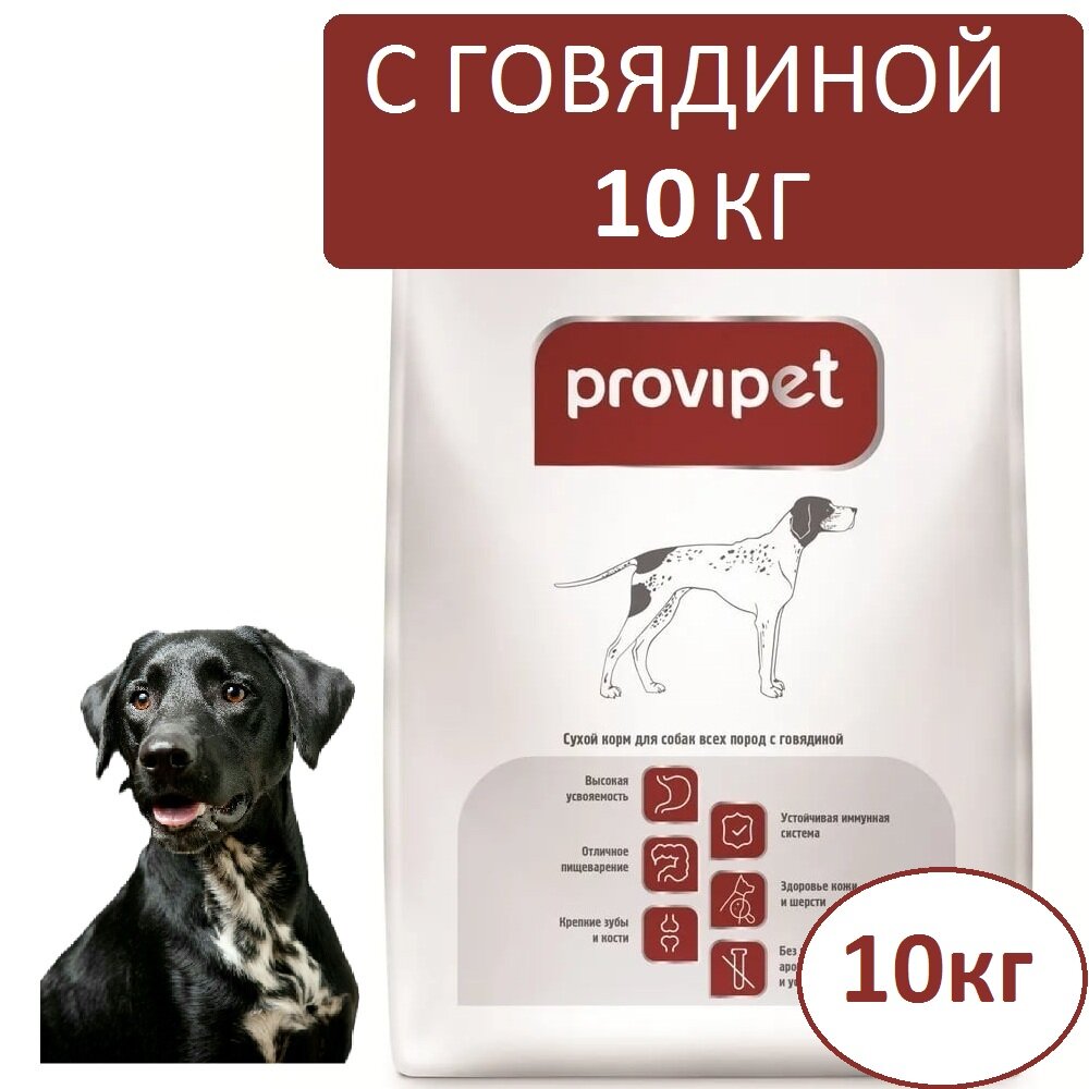 Сухой корм для собак всех пород с говядиной ProviPet 10кг.