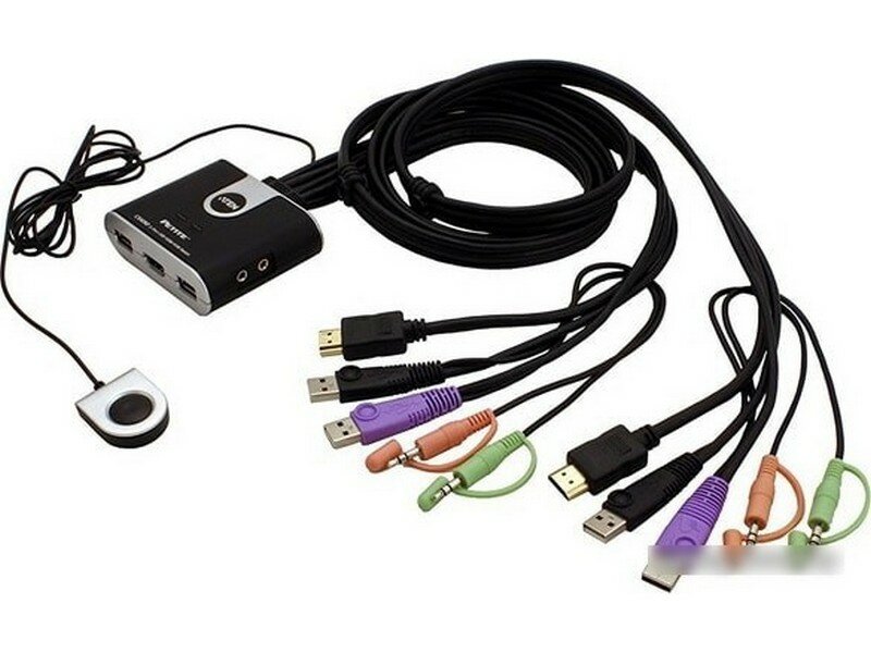 Переключатель электронный ATEN 2-Port USB HDMI/Audio Cable KVM Switch with Remote Port Selector (CS692-AT) - фото №6