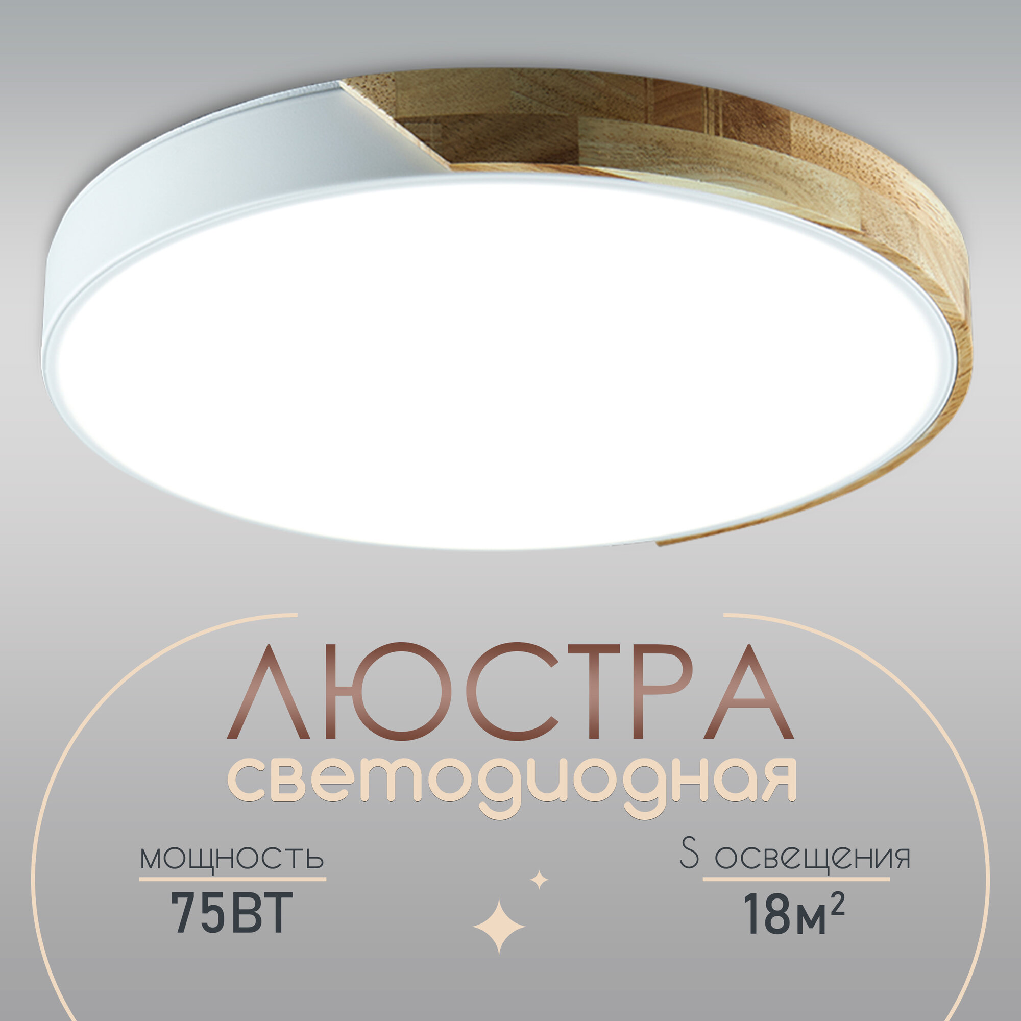 фото Люстра потолочная светодиодная с пультом для кухни спальни 75 Ватт. 38549.01.09.75 WEDO LIGHT