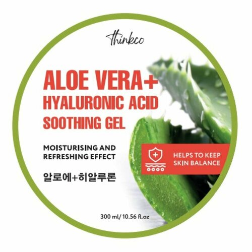 THINKCO Гель с гиалуроновой кислотой и экстрактом алоэ Aloe Vera+ Hyaluronic Acid Soothing Gel гель с гиалуроновой кислотой и экстрактом манго thinkco mango hyaluronic acid soothing gel 300 мл