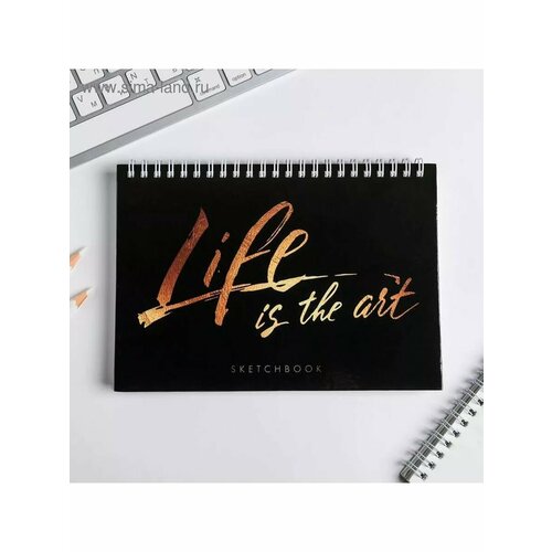 Скетчбук в твердой обложке на гребне Life is the art А5 80 583₽
