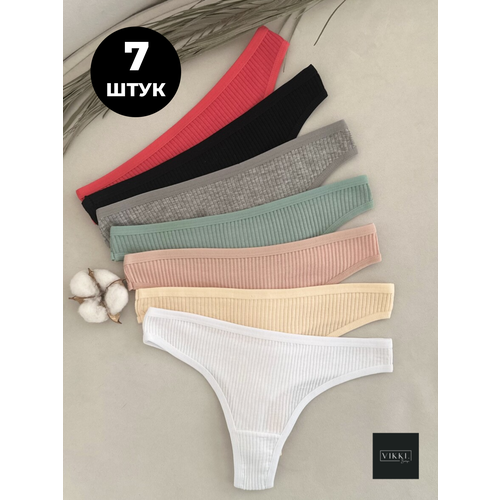 фото Трусы vikki., 7 шт., размер 42-44, белый, пыльная роза, серый, красный, бежевый, черный