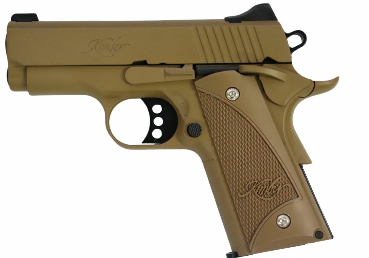 Гидробольный Орбиз Пистолет Kimber Colt 1911 mini - механический, Орбиз стреляет водяными мягкими гелевыми пулями, песочный