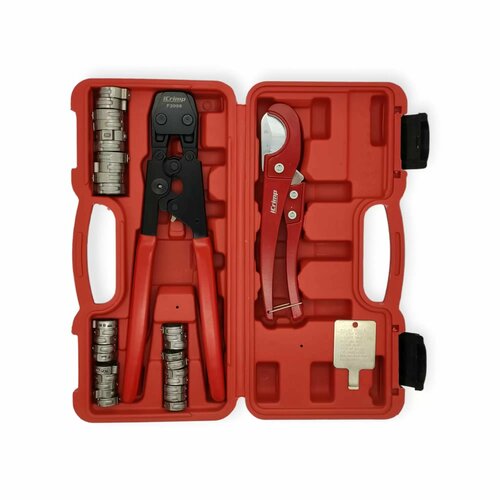 Клещи для хомутов шруса, Iwiss F2098 с труборезом и набором хомутов, пластиковый кейс, KIT-1096D