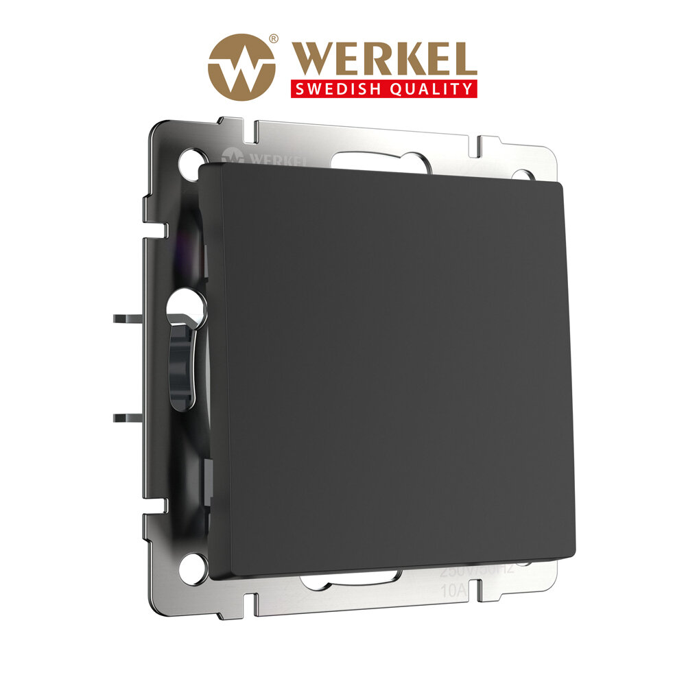 Кнопка звонка Werkel W1114508, проводная, встраиваемая, цвет черный матовый, IP20