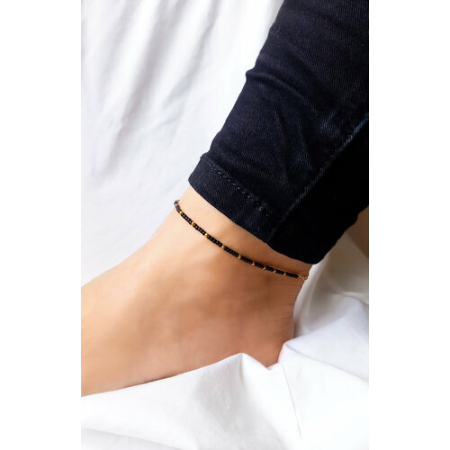 Браслет на ногу, длина 26 см, черный