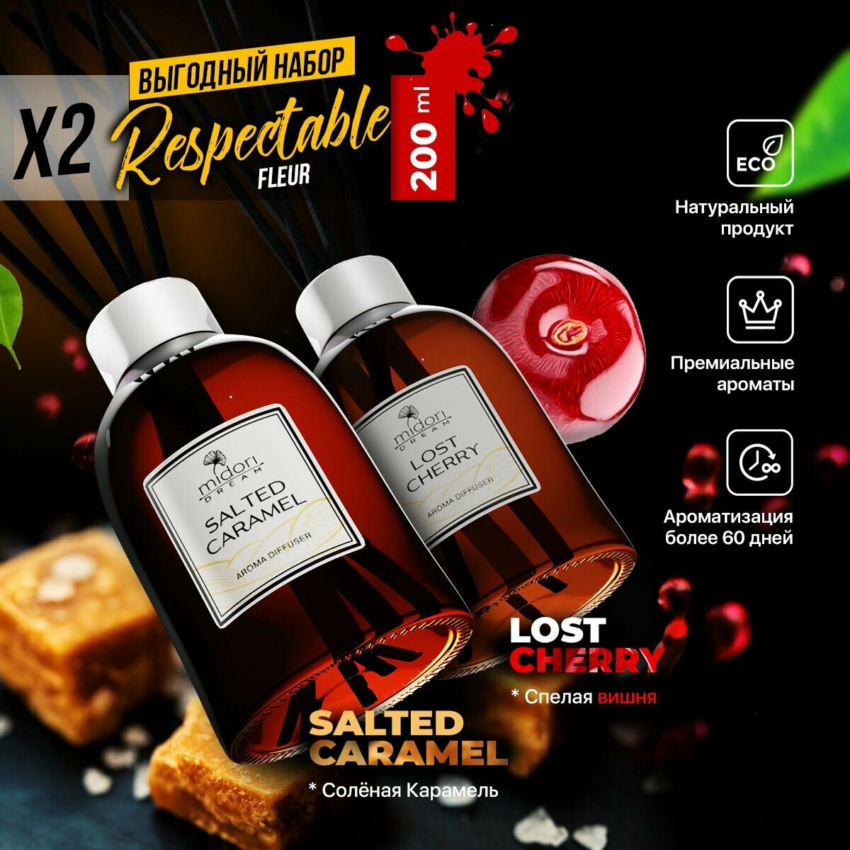 Набор ароматических диффузоров c палочками для дома Midori DREAM 2 шт