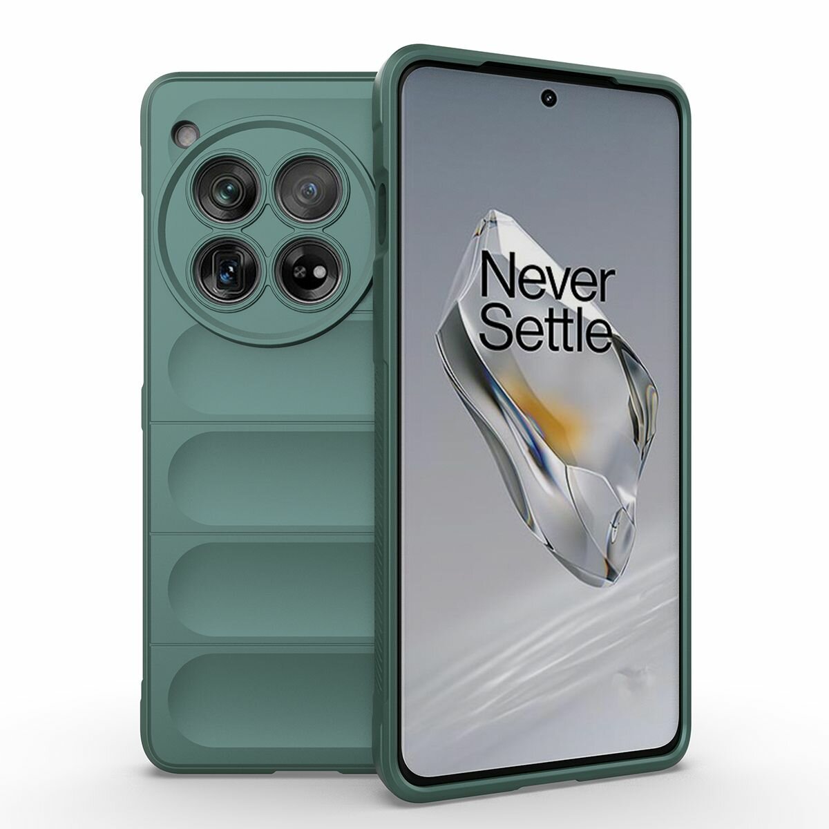 Противоударный чехол Flexible Case для OnePlus 12 зеленый