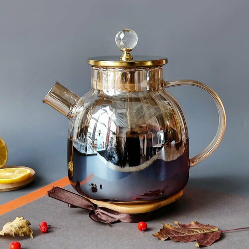 Чайник стеклянный заварочный 15л металическая крышка ситечко Baizheng 882₽