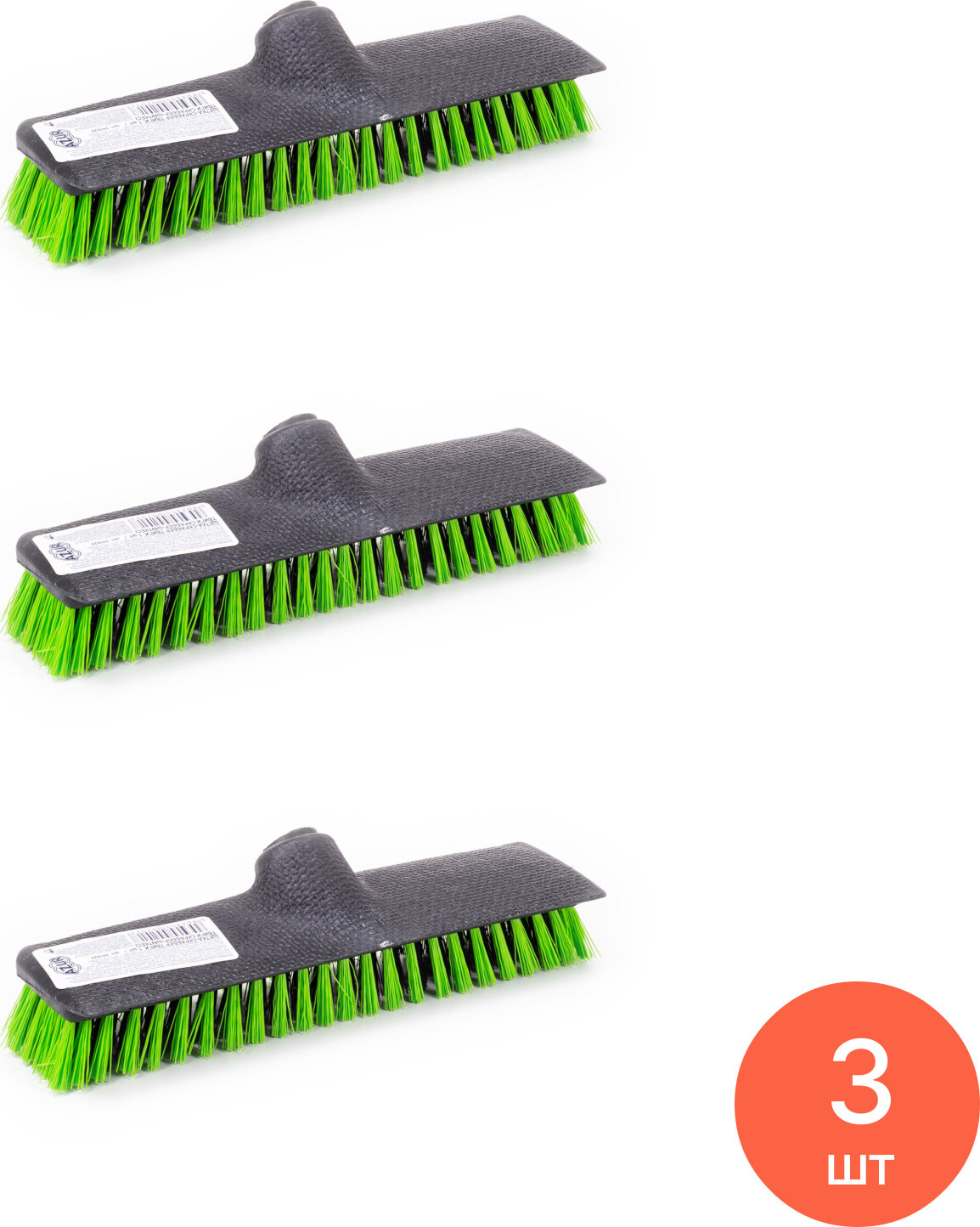 Щетка York Azur Твиги для пола полипропилен серый/зеленый 230х75х65мм (комплект из 3 шт)