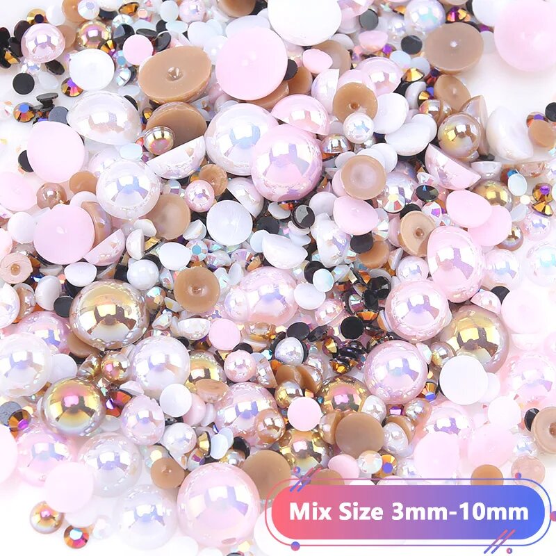 Стразы и искусственный жемчуг QIAO, 30 г, 30g (Mix Size), Белый
