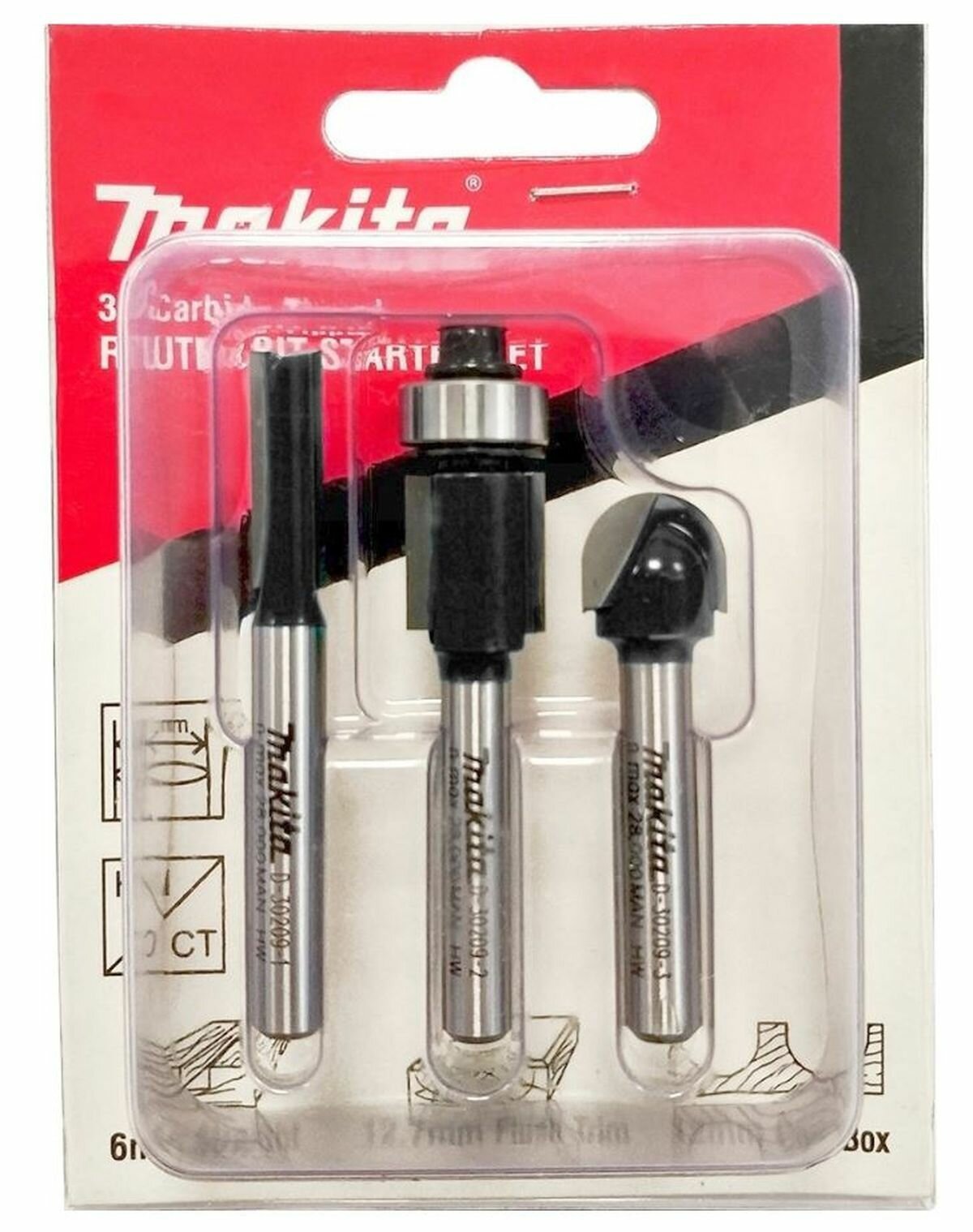 Набор фрез Makita D-70459 HM/CT, хвостовик 6 мм, 3 шт.