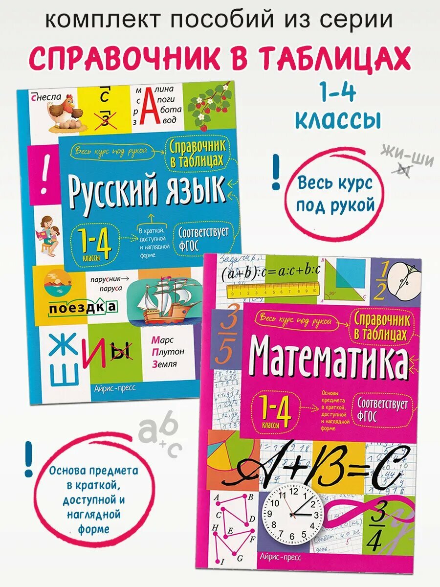 Справочник в таблицах: Математика, Русский язык 1-4 классы. Справочник в таблицах