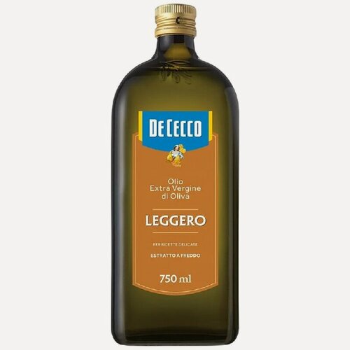 Изображение товара Масло DE CECCO LEGGERO оливковое Extra Vergine нерафинированное /стекло/ 750мл