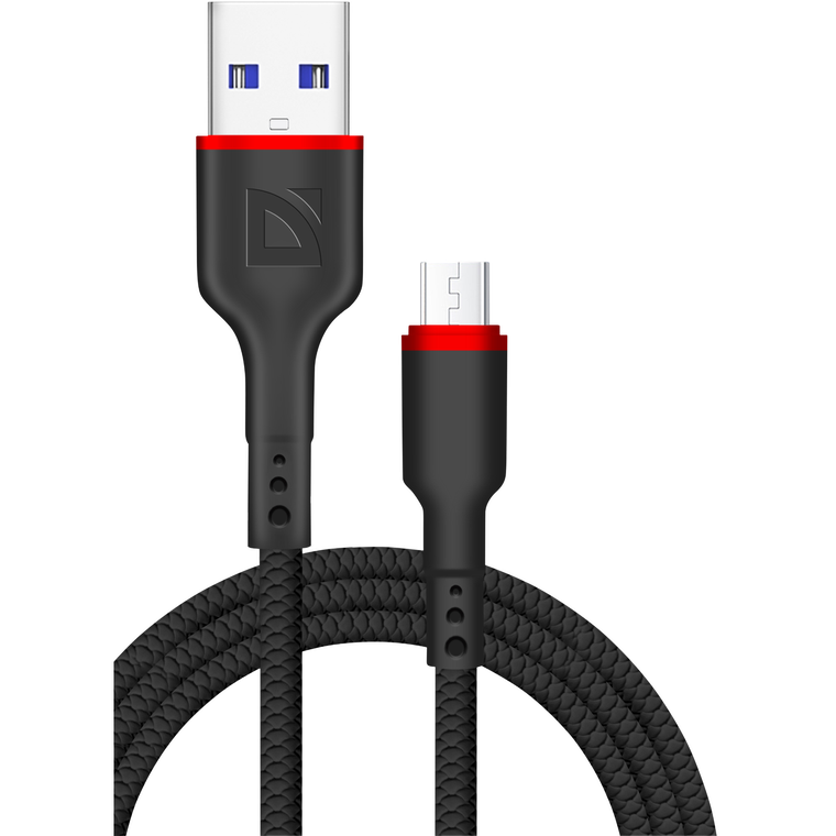 Кабель USB 2.0 AM - microUSB 2.0 (BM) (1м) 2.4А Defender F156 PVC, черный, пакет