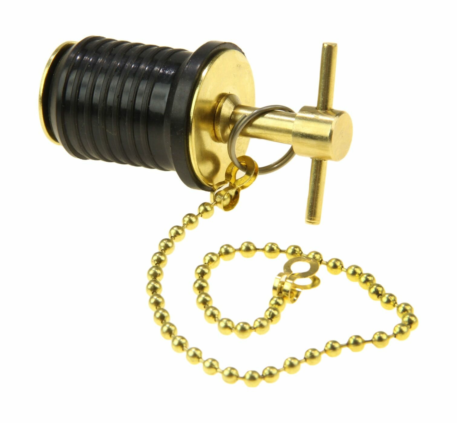 Пробка сливная (Т-образная) с цепочкой d22-25 мм латунь/резина