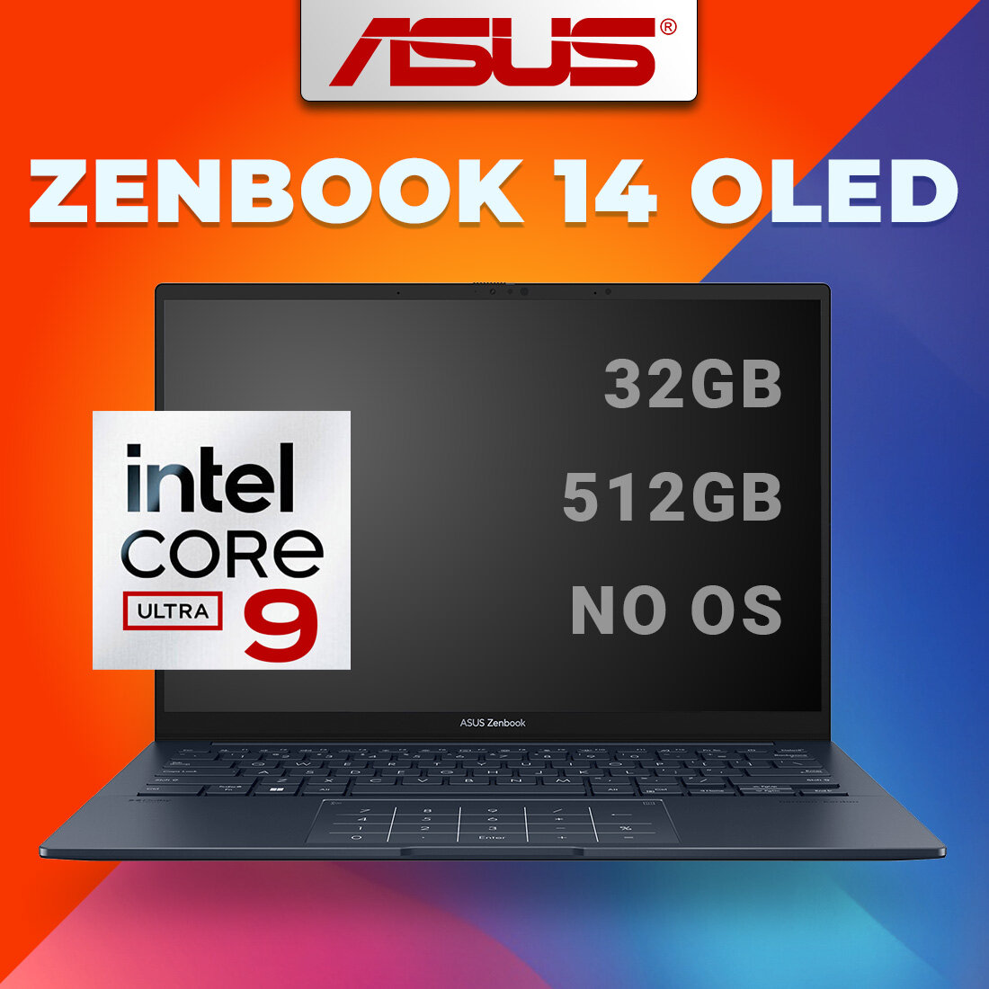 Ноутбук ASUS Zenbook 14 OLED Ponder Blue UX3405MA-QD1016 (90NB11R1-M01UB0) Intel Core Ultra 9 185H 32 ГБ LPDDR5X 14