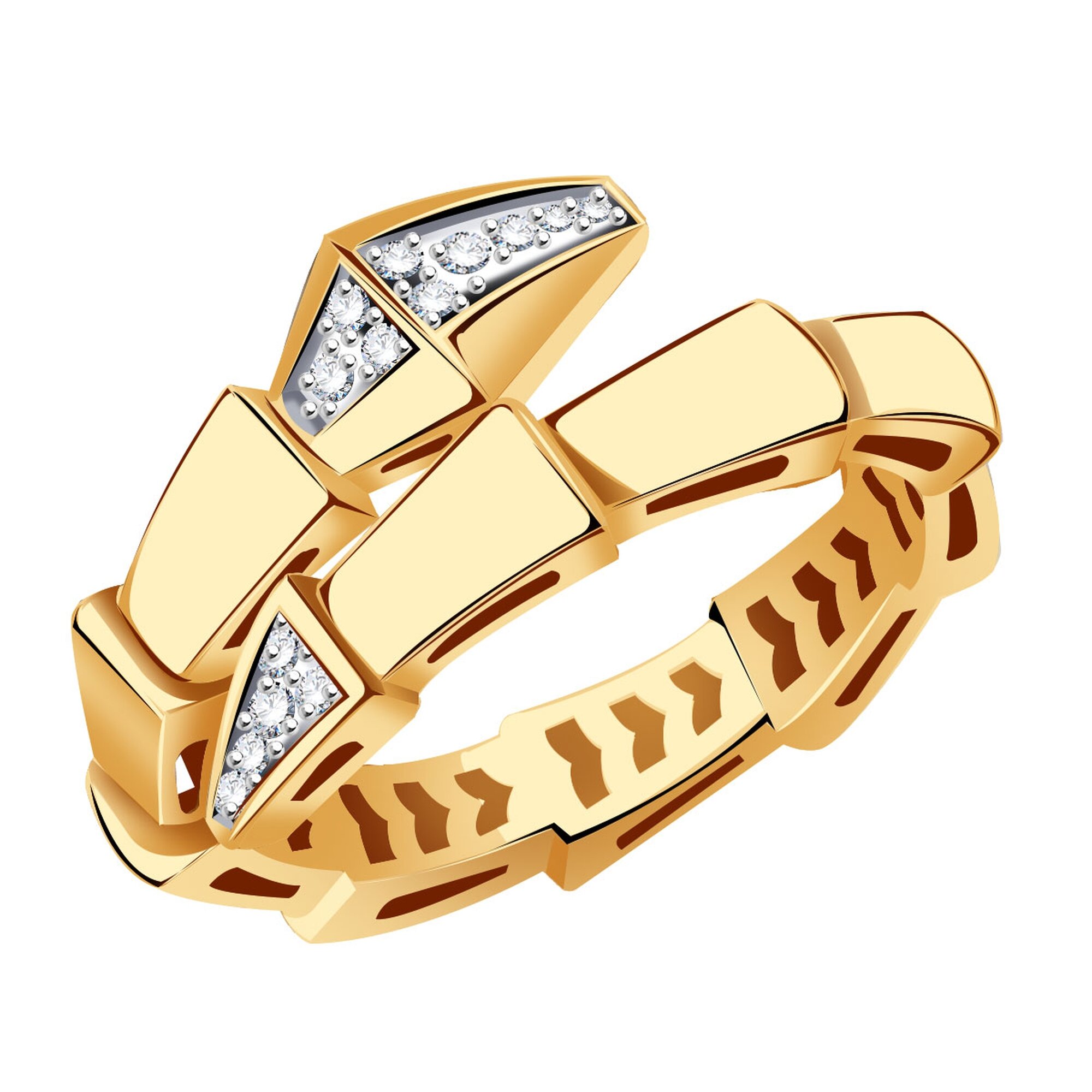 Кольцо Diamant online, красное золото, 585 проба, фианит