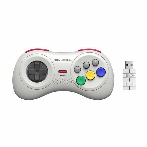 Беспроводной игровой геймпад 8BitDo M30 24G для Nintendo Switch Sega Genesis Mini Mega Drive Mini серый 352500₽