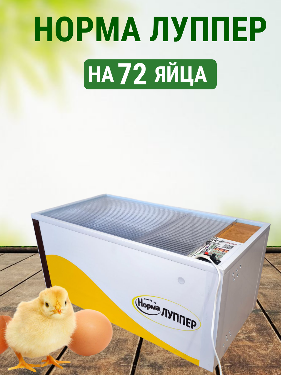 Инкубатор Норма Луппер, цифровой терморегулятор, на 72 яйца, 220/12 В
