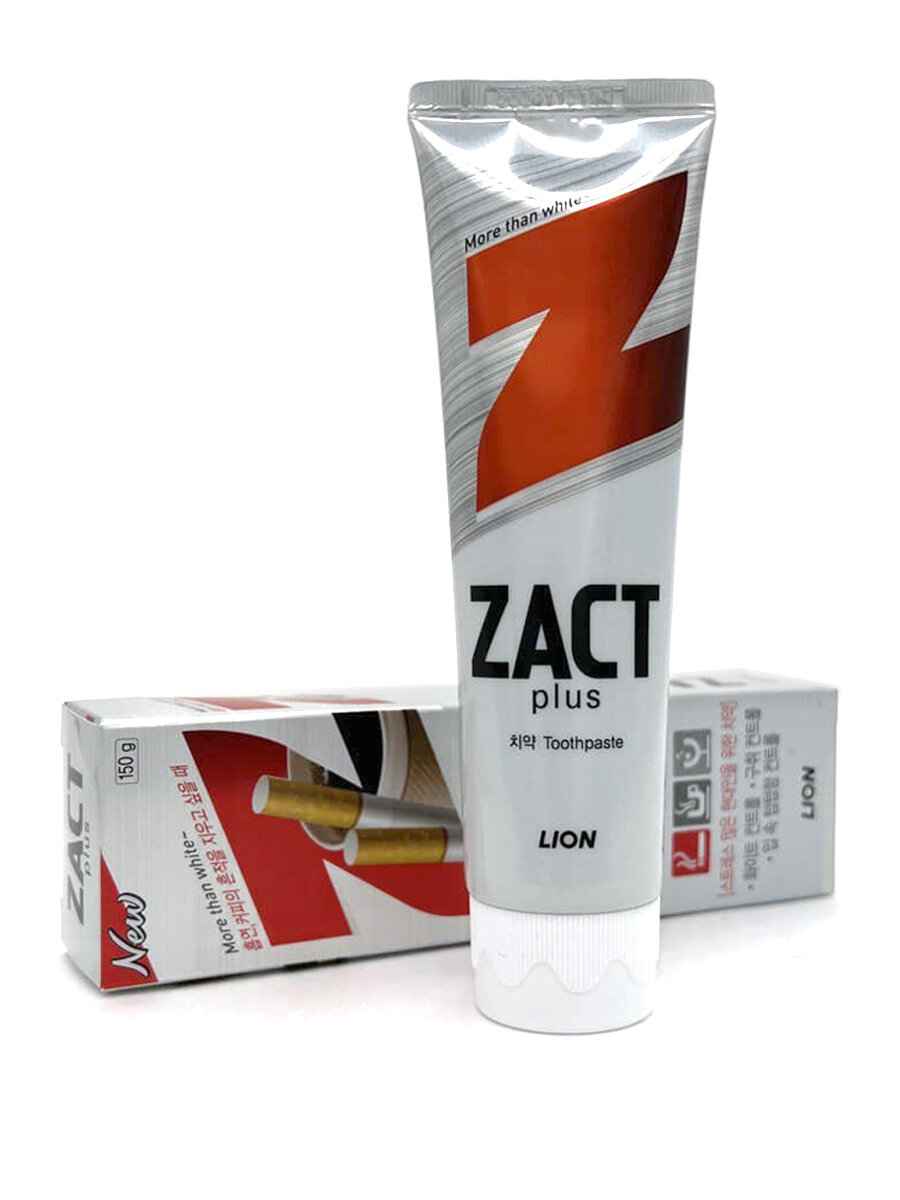 LION Зубная паста отбеливающая для курящих Zact Plus More Than White, 150 г