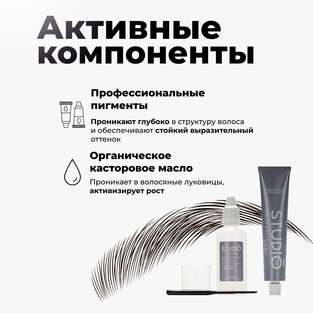 Изображение Стойкая краска для бровей и ресниц STUDIO Professional коричневая 50/30мл