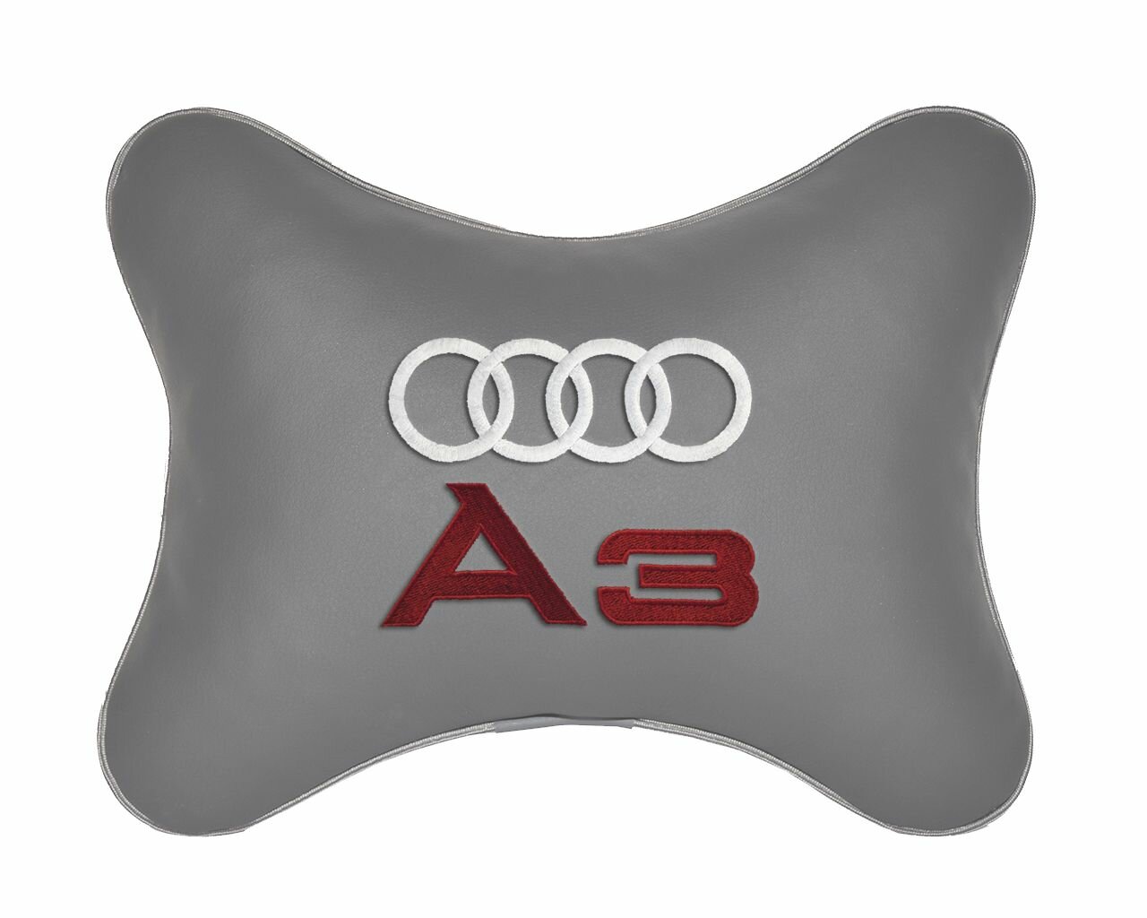 Подушка на подголовник автомобильная серая экокожа AUDI A3