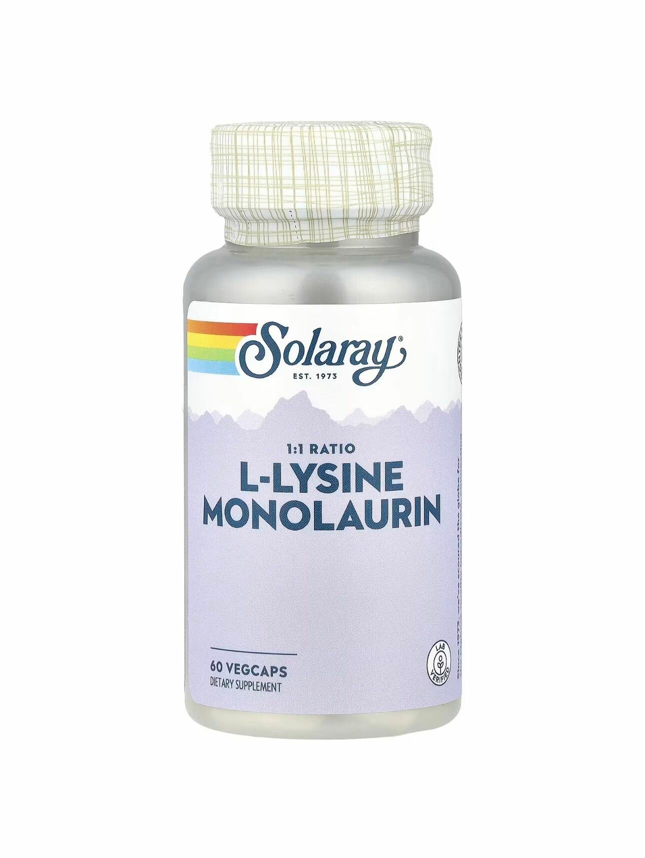 Solaray L-Lysine Monolaurin, пищевая добавка, L-лизин и монолаурин, в соотношении 1:1, 60 вегетарианских капсул