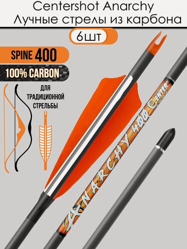 Изображение товара Стрела лучная карбоновая Centershot Anarchy 400 натуральное оперение (6шт.)