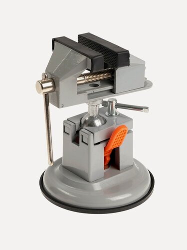 Изображение товара Мини-тиски алюминиевые тундра, усиленное крепление на присоске, поворотный шарнир, 75 мм