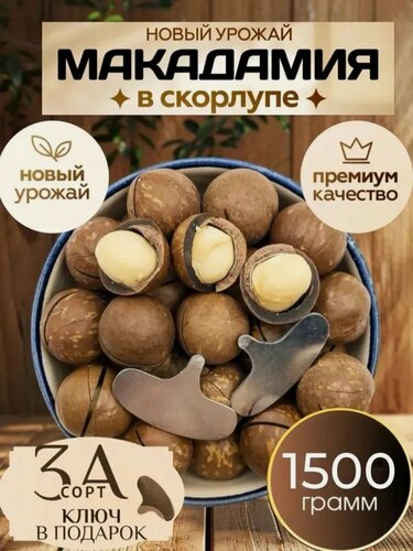 Изображение товара Макадамия Nuts Royal орехи , цельные, без добавок, с ключом, 1.5 кг