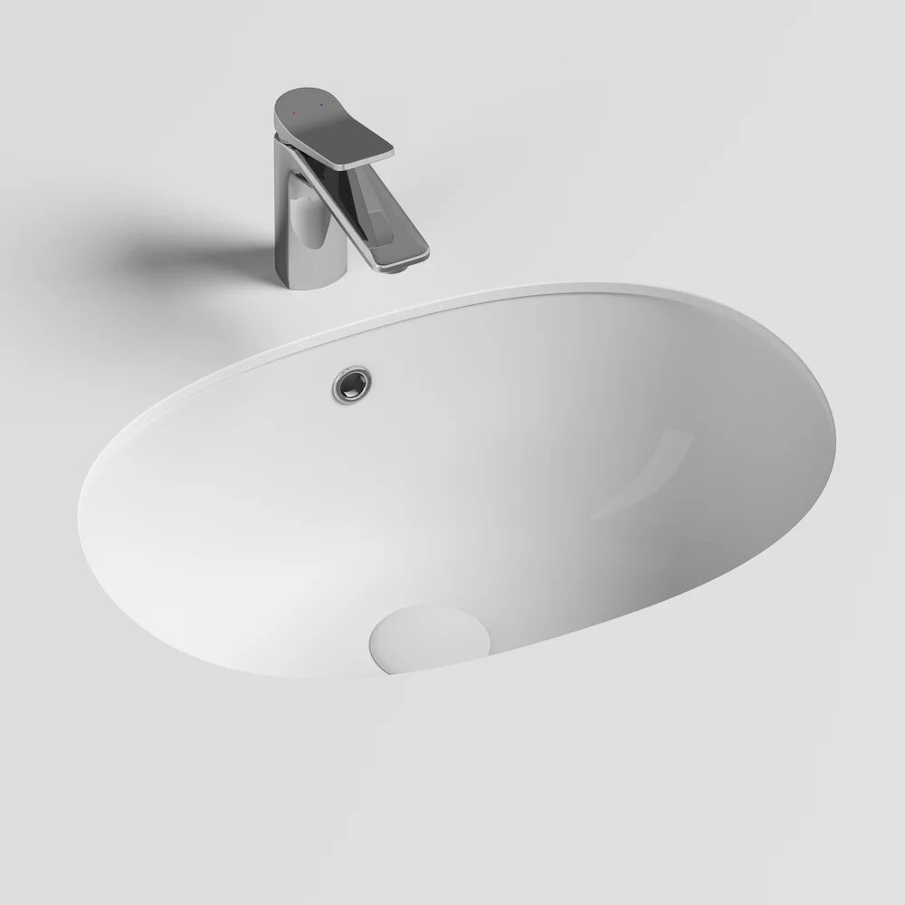 Раковина встраиваемая снизу Ceramicanova Element CN6044 57 56 5 см без отверстия под смеситель фарфоровая раковина для ванной белая овальная со сливом-переливом