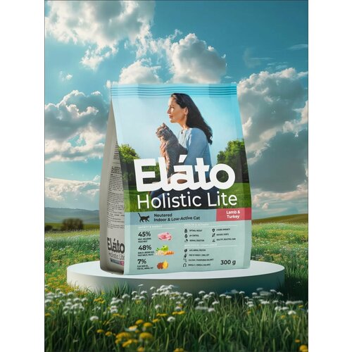 фото Корм сухой elato holistic lite для стерилизованных, малоактивных котов и кошек с ягненком и индейкой, 300 г