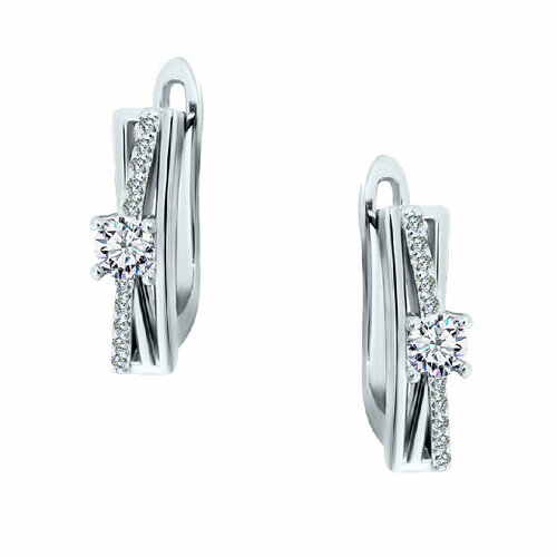 Серьги Fidelis, серебро, 925 проба, родирование, фианит, золотой