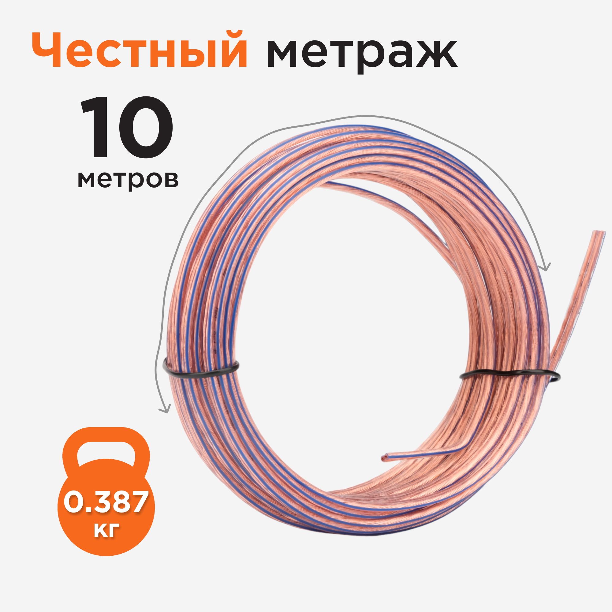 Акустический кабель Cablexpert с медным проводником метров CC-TC2x1,5-10M — фото 1