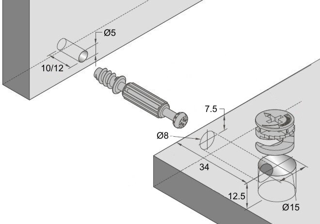 Изображение Минификсы - эксцентриковые мебельные стяжки (25шт) со штоками