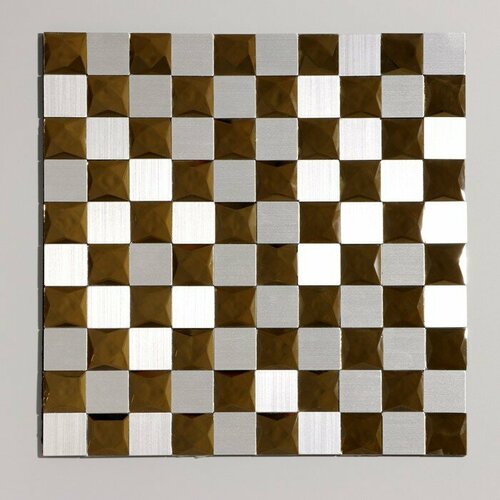 Панель самоклеящаяся 3030см мозаика клетка серо-золотая 1097₽