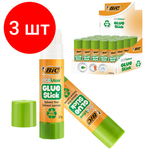 Комплект 3 штук, Клей-карандаш BIC ECOlutions 21 гр. 8923452