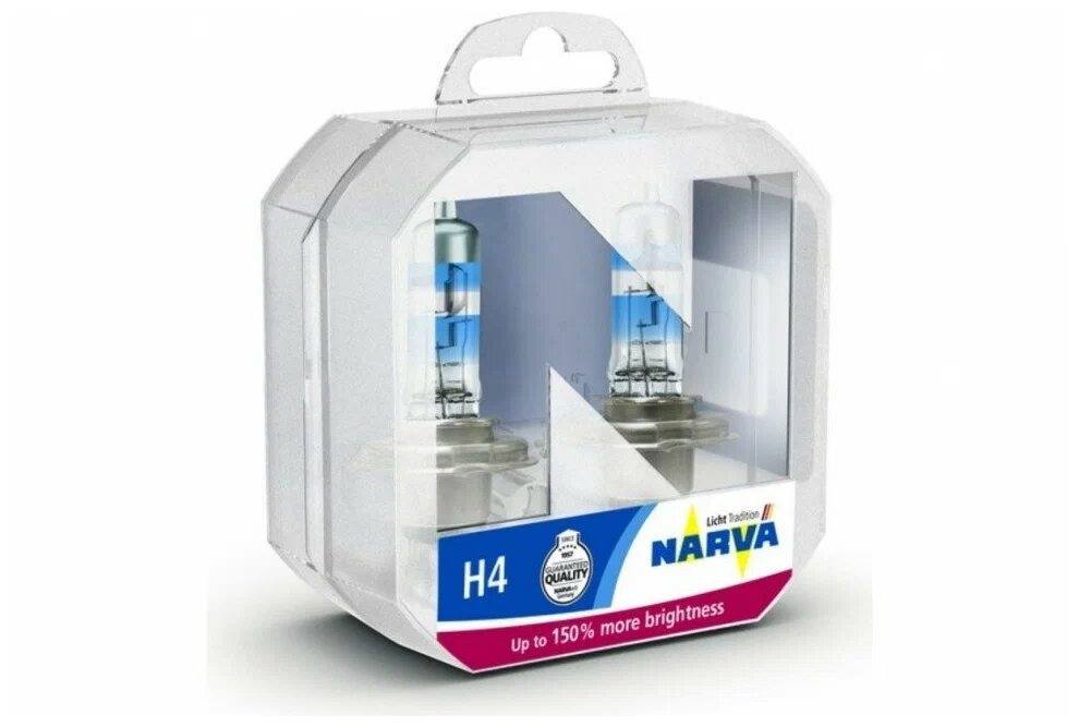 Лампы Narva H4 12V- 60/55W (P43t) (+150% света) Range Power 150 (2шт) 48069