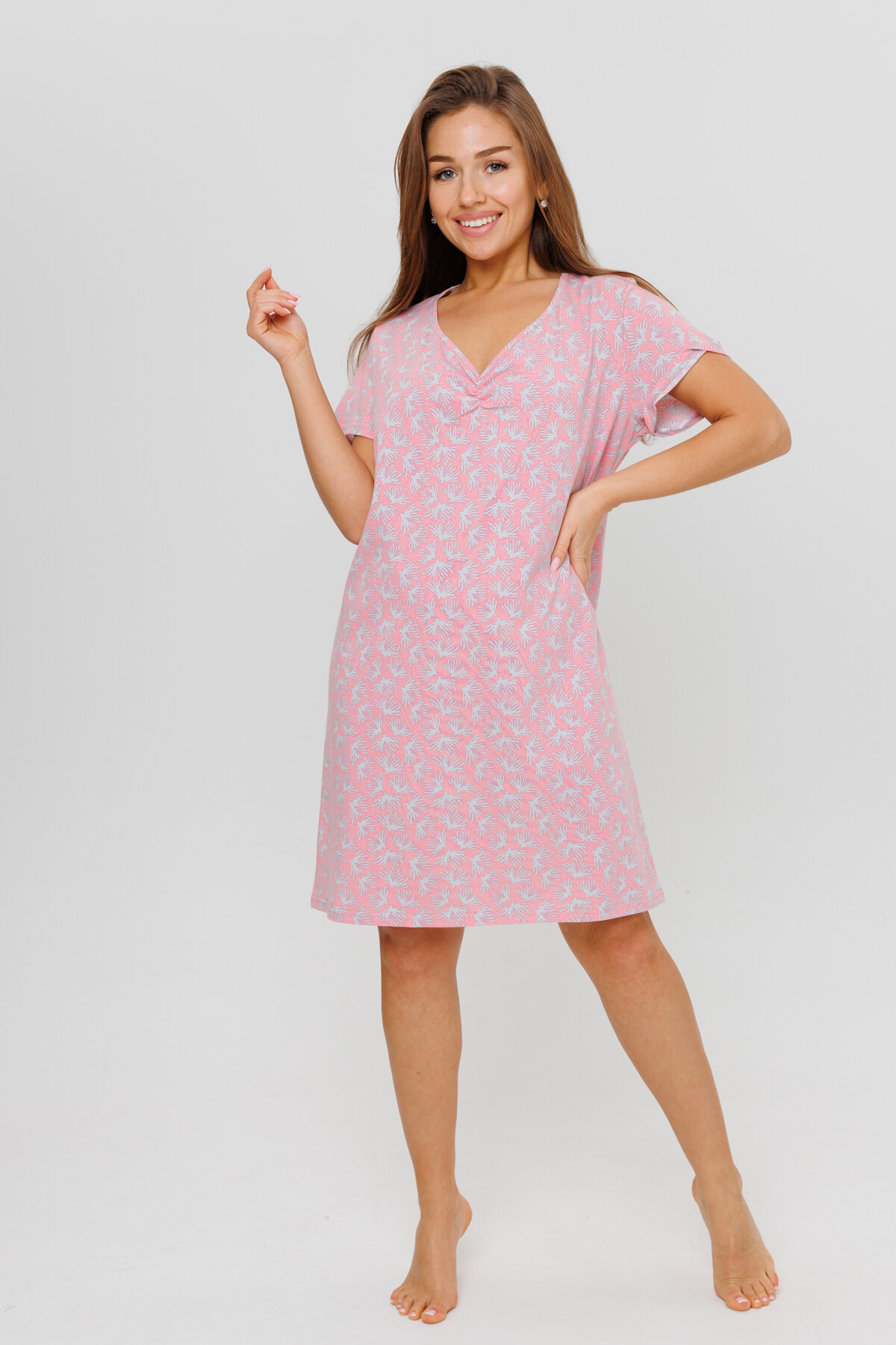 Женская ночная сорочка Modellini 1900/1 розовая, 48 размер - фотография № 2