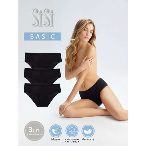 фото Трусы sisi, 3 шт., размер 50 (xl), черный