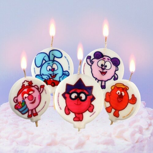 Свеча для торта С Днем Рождения 5 штук Смешарики 444₽