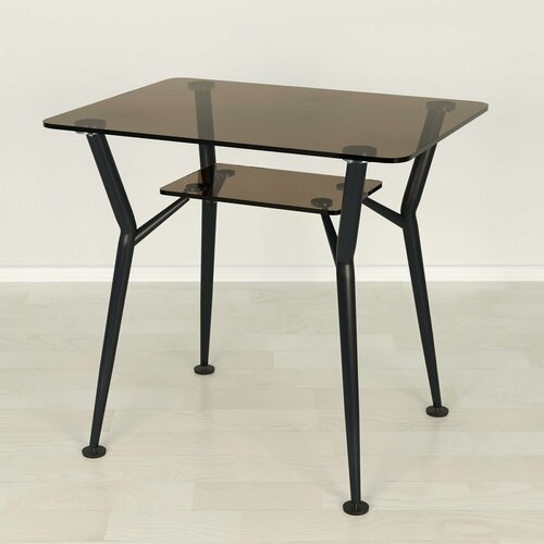 Изображение товара Стеклянный стол для кухни Квадро 10 бронза/черный (1200х700 мм)