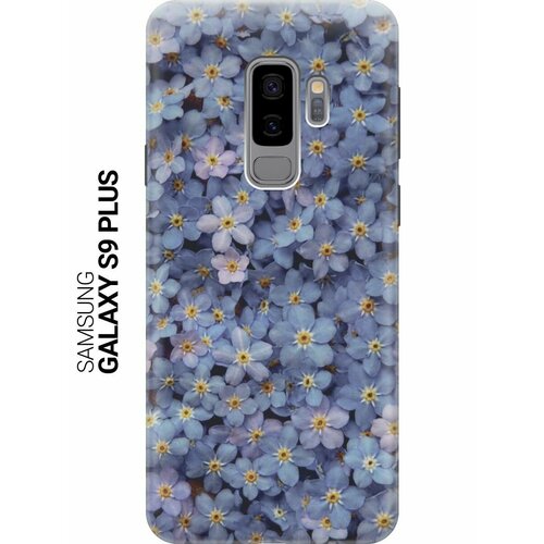 силиконовый чехол розово голубые блоки на samsung galaxy s9 самсунг с9 плюс Силиконовый чехол на Samsung Galaxy S9+, Самсунг С9 Плюс с принтом Голубые фиалки