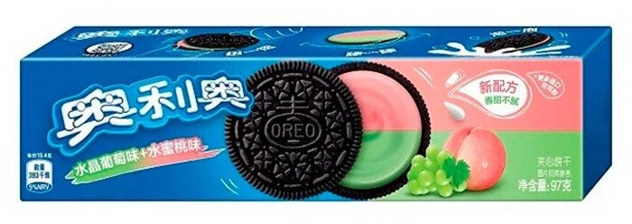 Печенье Oreo со вкусом винограда и персика, 97 г
