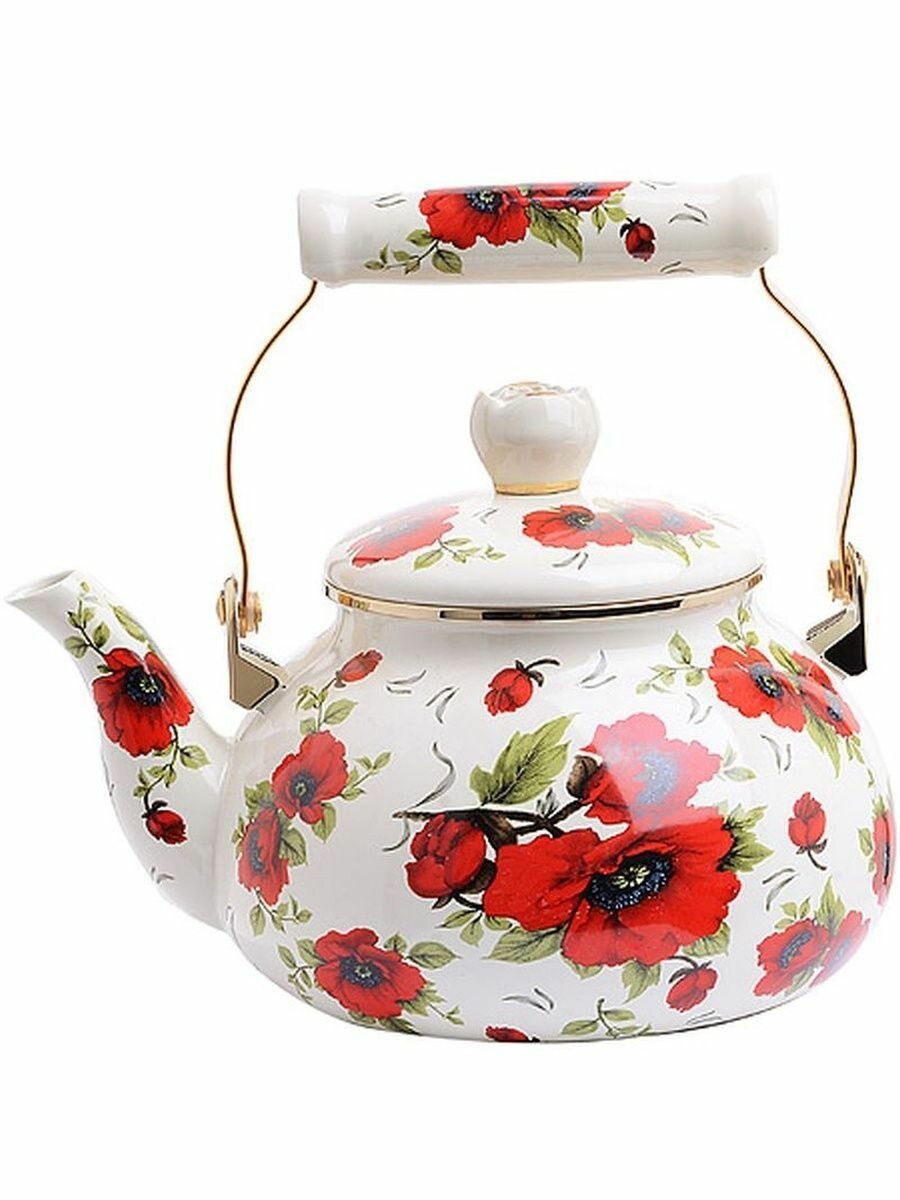 фото EM-251X1/67 Чайник эмалированный с керамической ручкой "Love" 2,5л (8)