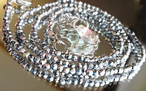 Чокер Ожерелье чокер сверкающая шпинель, талисман мира и гармонии, шпинель, длина 48 см, серебряный