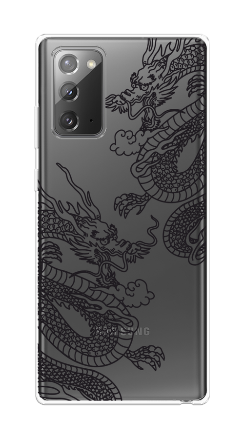 Силиконовый чехол на Samsung Galaxy Note 20 / Самсунг Галакси Ноте 20 "Два китайских дракона", прозрачный