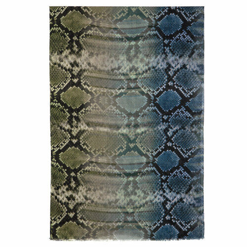 фото Палантин павловопосадская платочная мануфактура,230х80 см, синий, зеленый